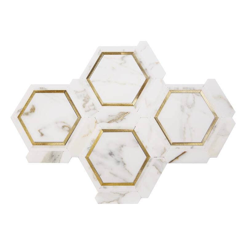 HoneyComb Pattern Marble and Metal Mosaic Tiles - Case (5 Sheets)