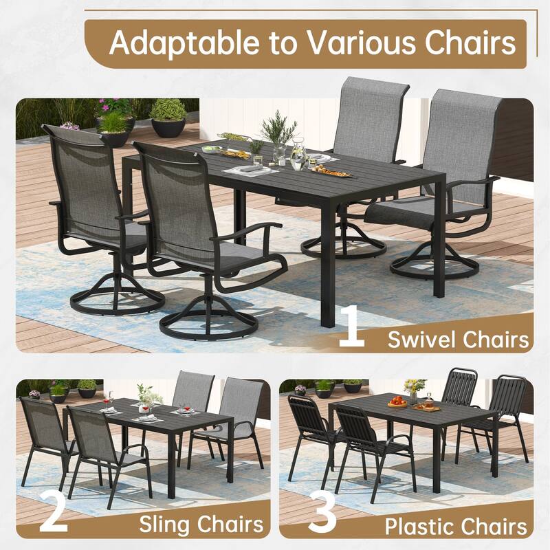 Patio Dining Table for 4-6 Person Outdoor Patio Table 59" Weather-Resistant Rectangular Table for Deck, Garden, Backyard
