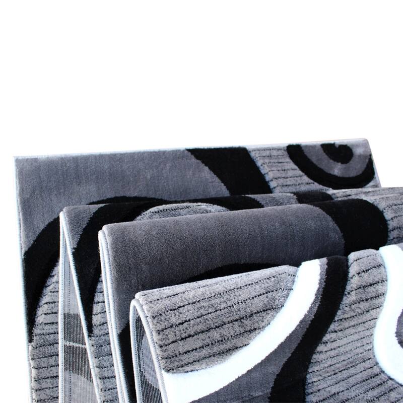 Modern High-Low Sculpted Swirl Design Abstract Area Rug