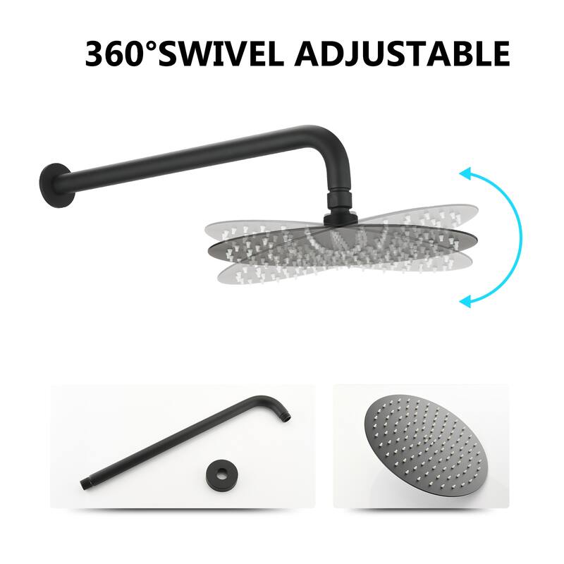 Proox 10 inch. Rain Shower Faucet System Wall Mount Round Shower Head Hand Shower Set w/ Rough-in Valve