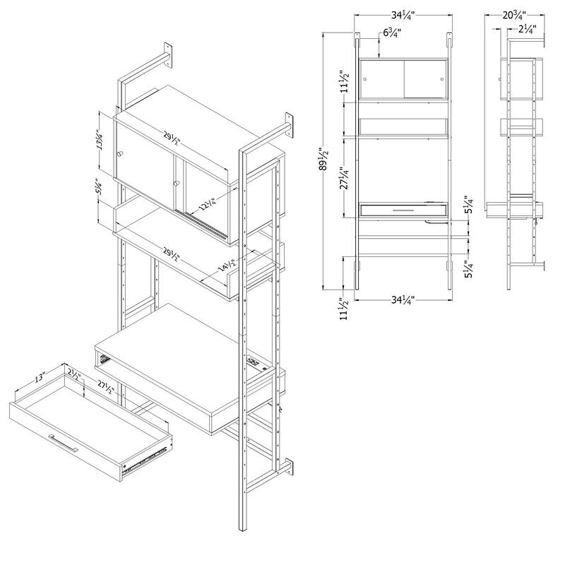 South Shore Kozack Wall-mounted desk