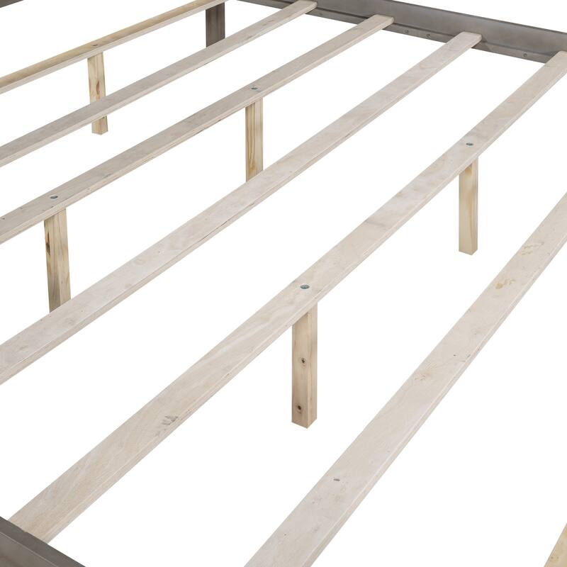 Canopy Platform Bed with Headboard and Footboard,With Slat Support Leg