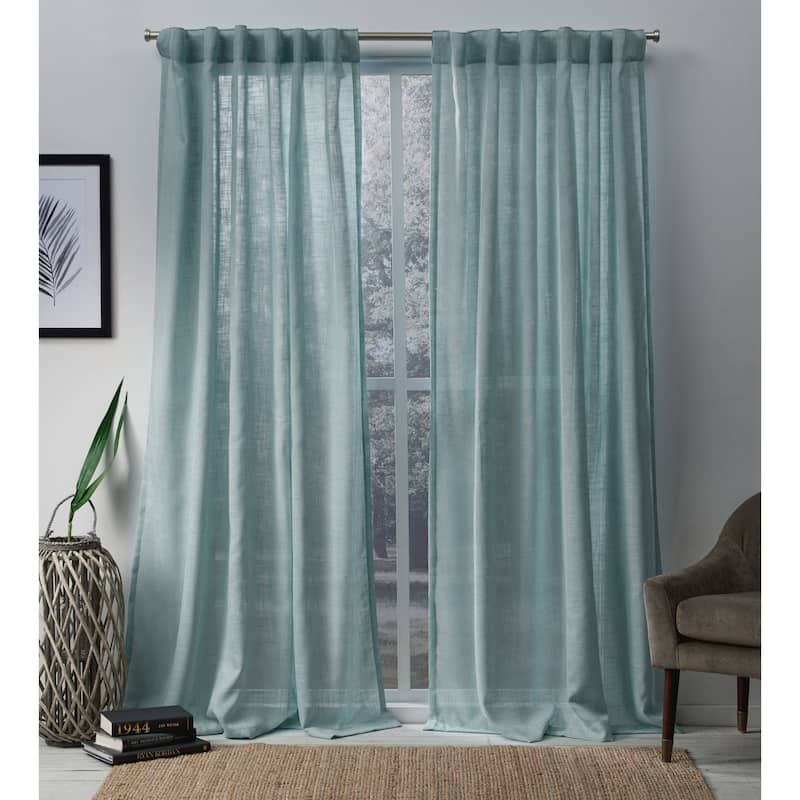 ATI Home Bella Sheer Hidden Tab Top Curtain Panel Pair - 54X84 - Sea Foam