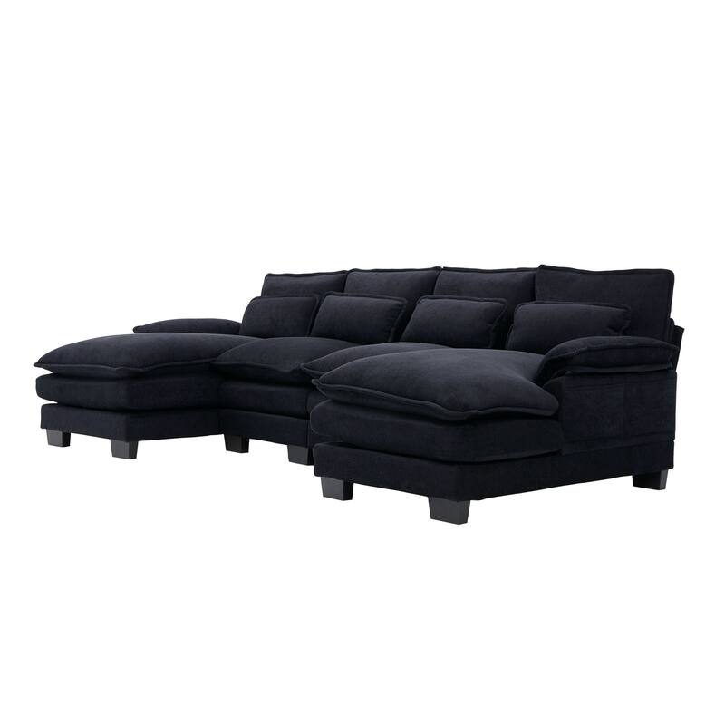 GDFStudio - U Shaped 110" Chenille Modular Cloud Sectional Couches