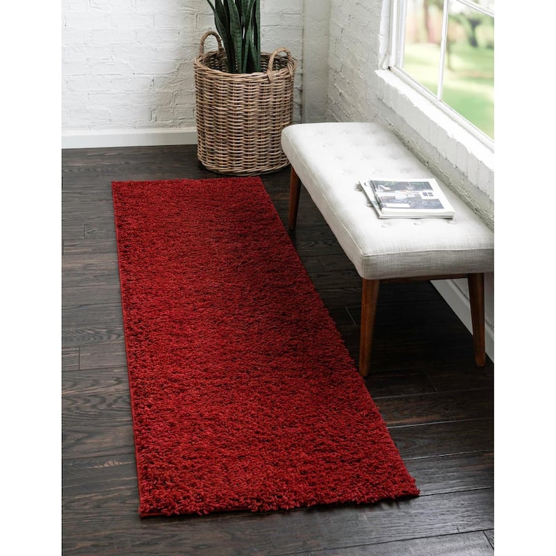 Shag Zester Collection Area Rug - Cherry Red - 2'6"x19'8"
