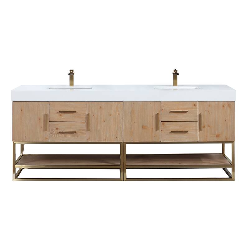 Altair Bianco Bath Vanity with White Composite Stone Top,no Mirror