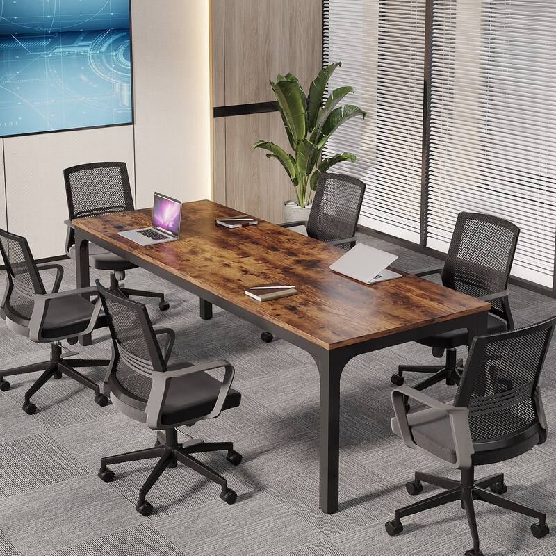 Long Conference Table Set of 4, 13FT Large Rectangle Meeting Seminar Table, 78.74-Inch Business Tables