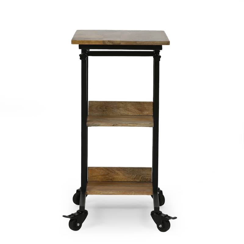 Amlin Modern Industrial Handcrafted Wooden Multi-Purpose Adjustable Height C-Shaped Side Table by Christopher Knight Home - Natural + Black