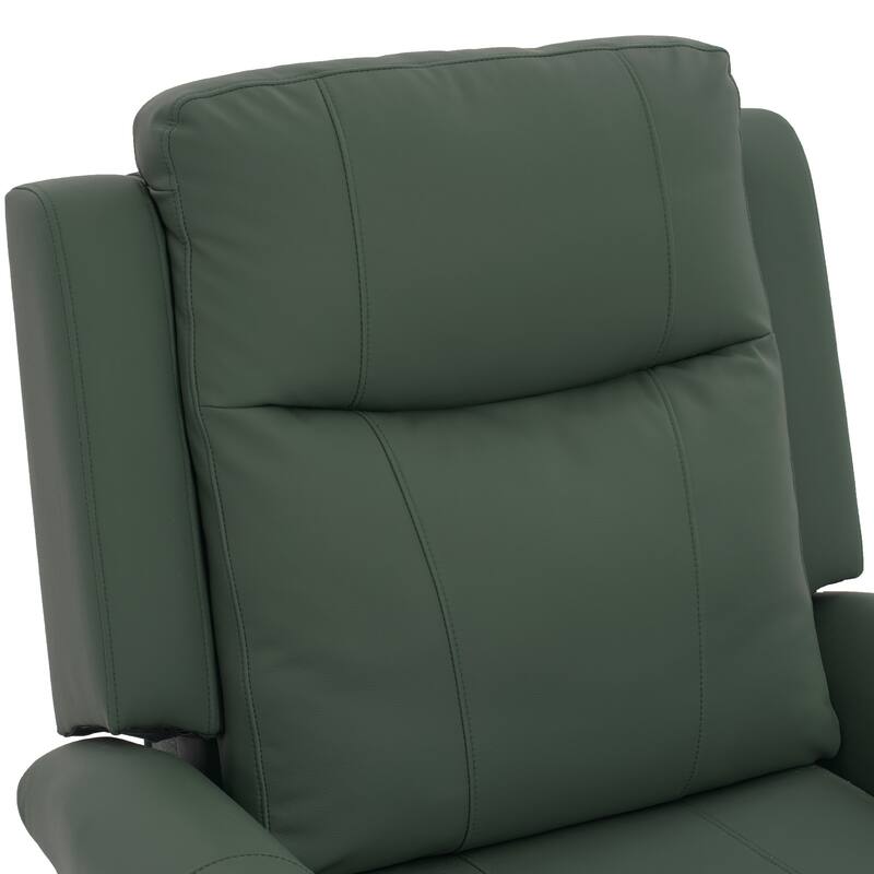 Manual Recliner 270°Swivel Rocker Chair PU Leather Recliner with Massage and Heating, Dual Reclining Positions and Side Pocket