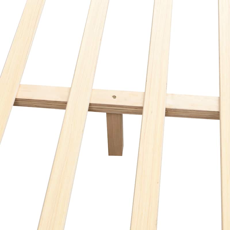 King Size Bed Frame with Thick 8" Headboard/Upholstered Platform Bed Frame/Solid Wood Support Slats/No Box Spring Needed/Beige