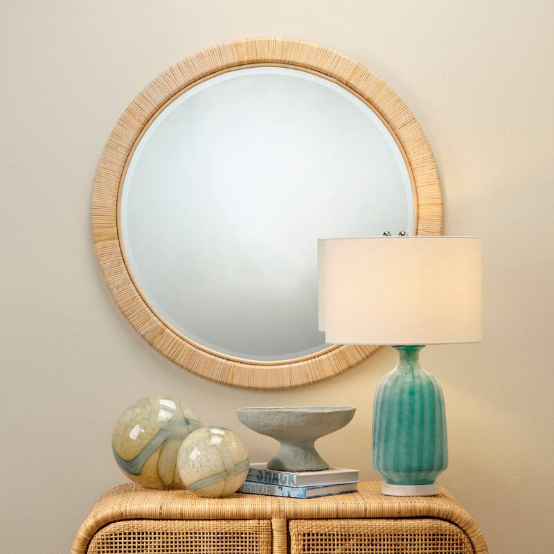 Alden Decor Zuri Rattan Round Mirror