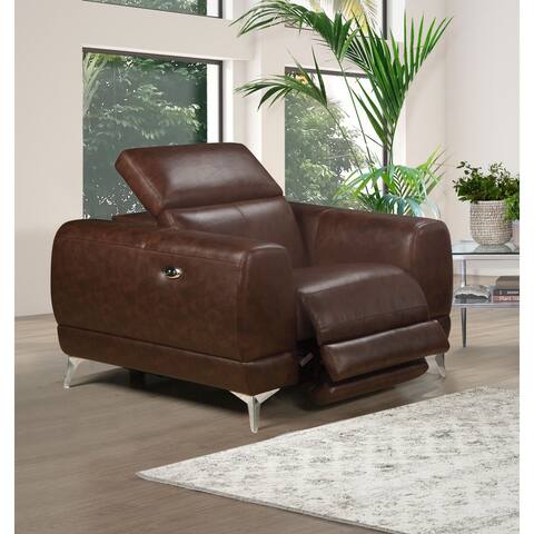 Abbyson Kenny Brown Top Grain Leather Power Recliner