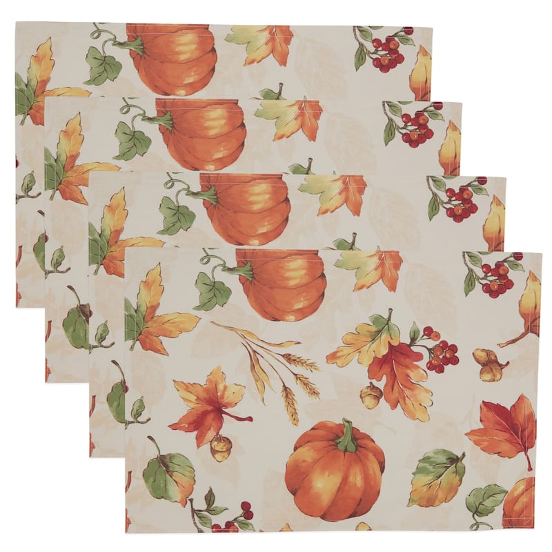 Placemats With Fall Pumpkin Design (Set of 4)