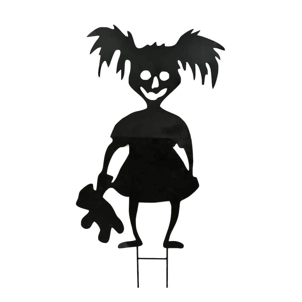 National Tree Company Halloween Lawn Decoration, Black, Scary Girl, Includes Garden Stakes, 38 Inches
