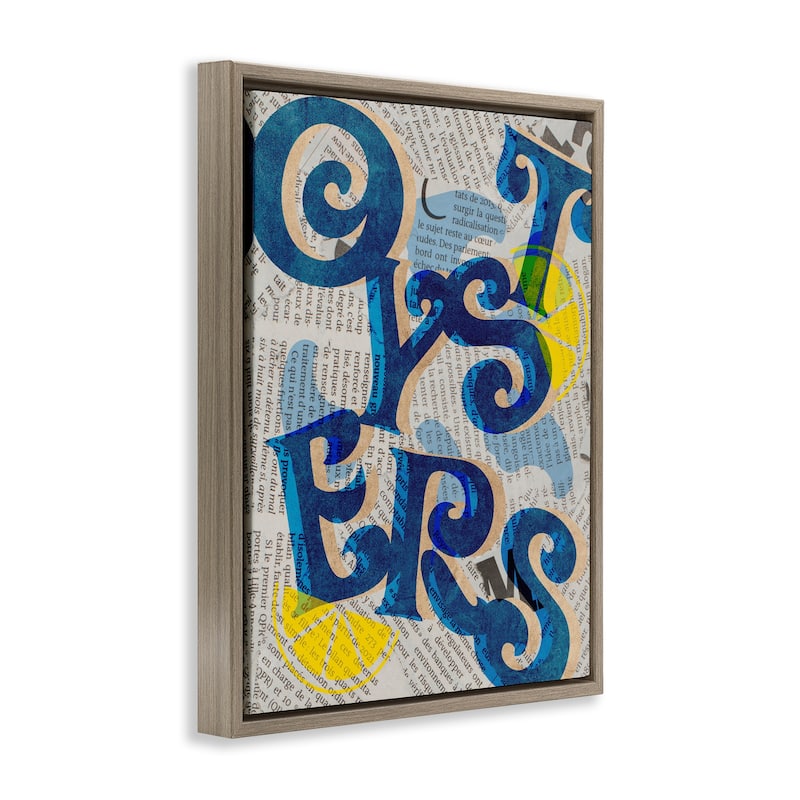 Stupell Classic Retro Oysters Framed Floater Canvas Wall Art Design By Lil' Rue