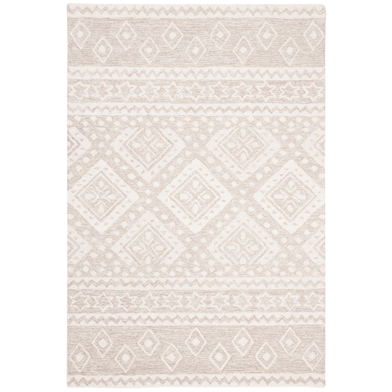 SAFAVIEH Handmade Micro-Loop Kobie Wool Rug - 4' x 6' - Beige/Ivory