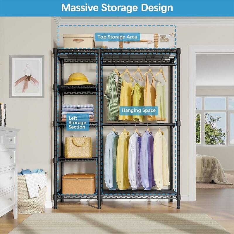 V7 Basic Garment Rack for Hanging Clothes - 16.5"D x 45"W x 76.4"H