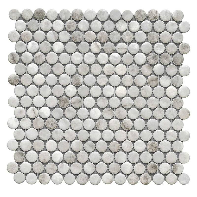 The Tile Life Eterna Penny 12x12 Round Glass Mosaic Floor, Wall & Backsplash Tile