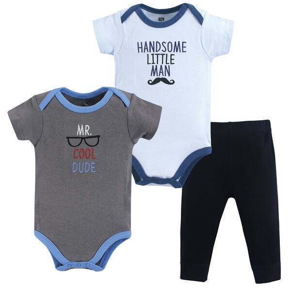 slide 1 of 1, Hudson Baby Infant Boy Cotton Bodysuit and Pant Set, Mr Cool Dude 0-3 Months - Mr Cool Dude