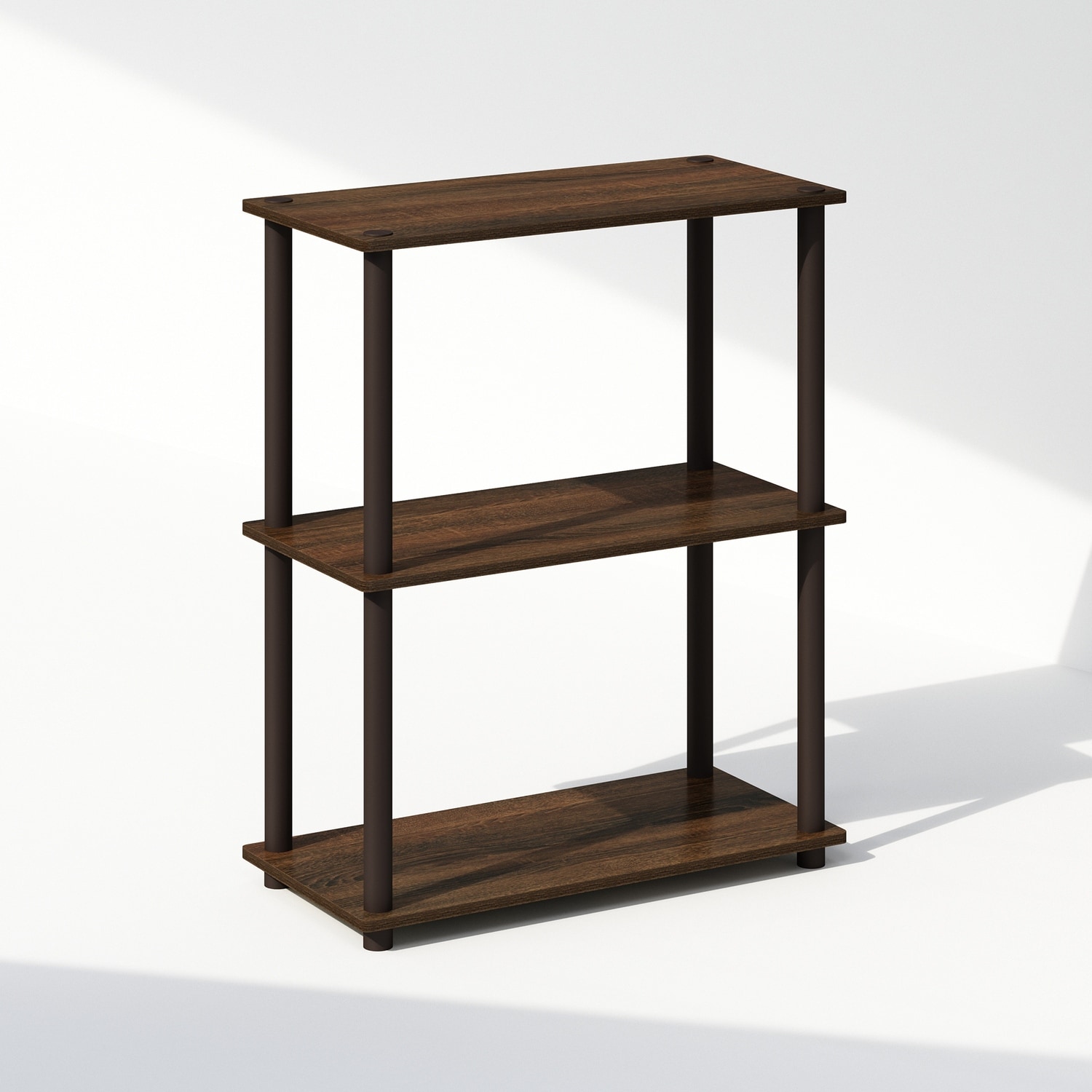 23.6 in. Tall Brown Wood 3-Shelf Bookcase