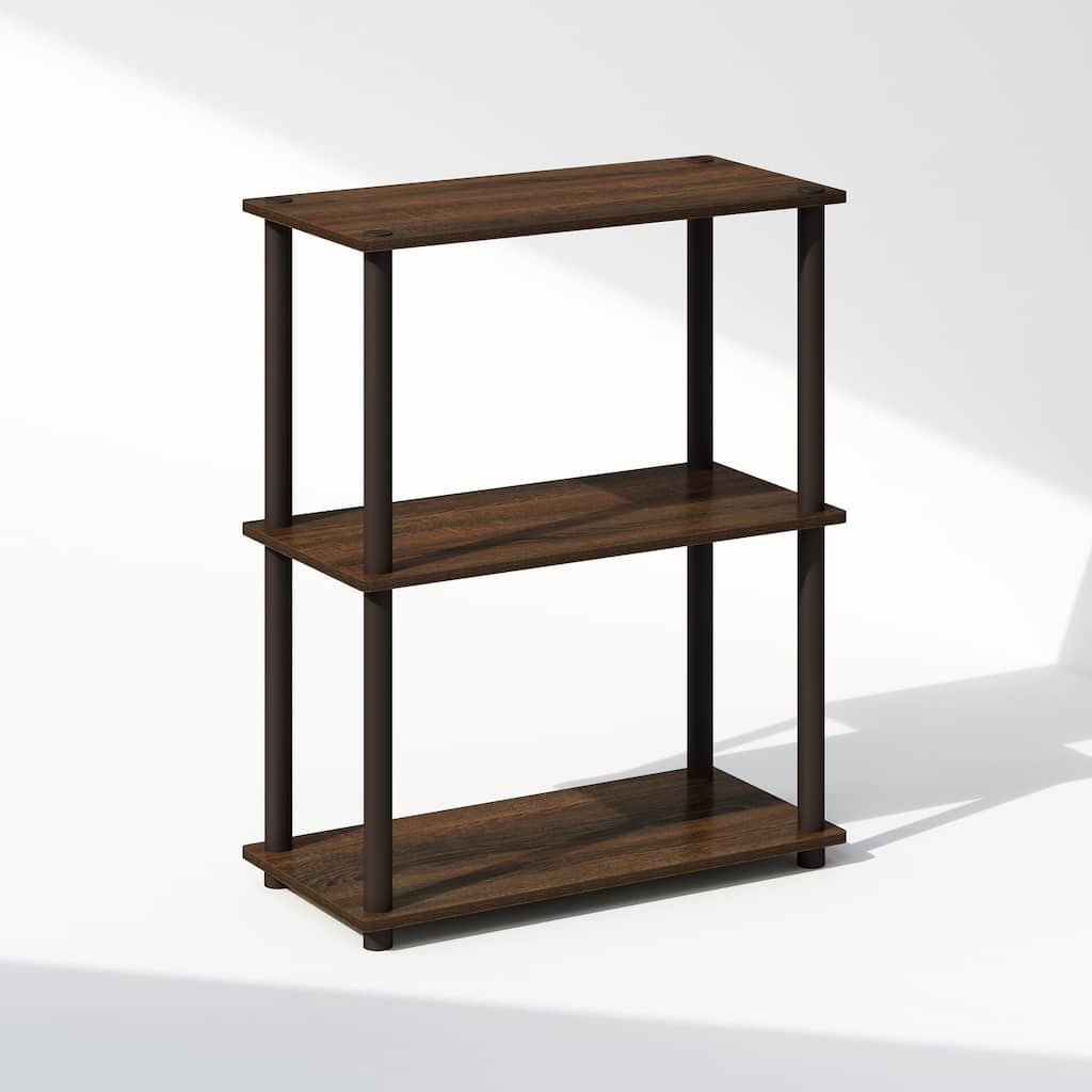 23.6 in. Tall Brown Wood 3-Shelf Bookcase
