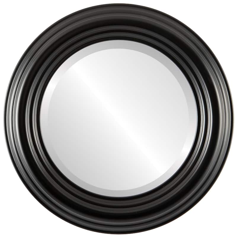 Regalia Framed Round Mirror in Matte Black