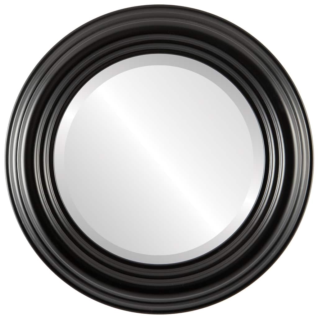 Regalia Framed Round Mirror in Matte Black
