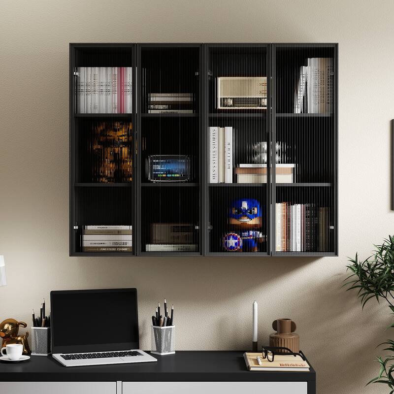 Wall Mounted Kitchen Storage Cabinet With Glass Door, Glass Kitchen Wall Storage Cabinet