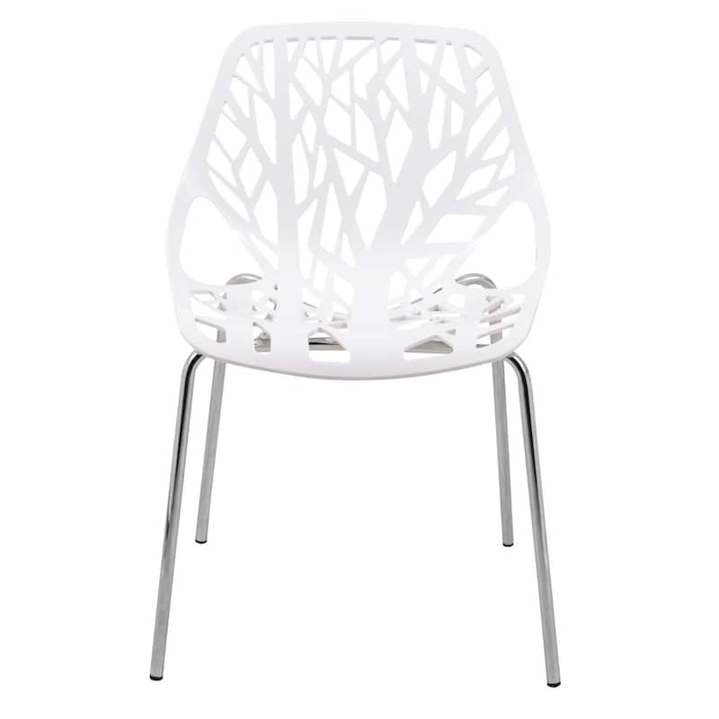 Asbury Stackable Dining Chair with Chrome Legs Side Chair with Modern Cut-Out Design Backrest