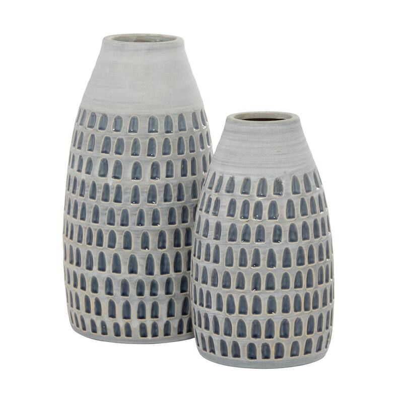 Ceramic Handmade Decorative Vase - Set of 2 Gray - Roche River Decor - Gray