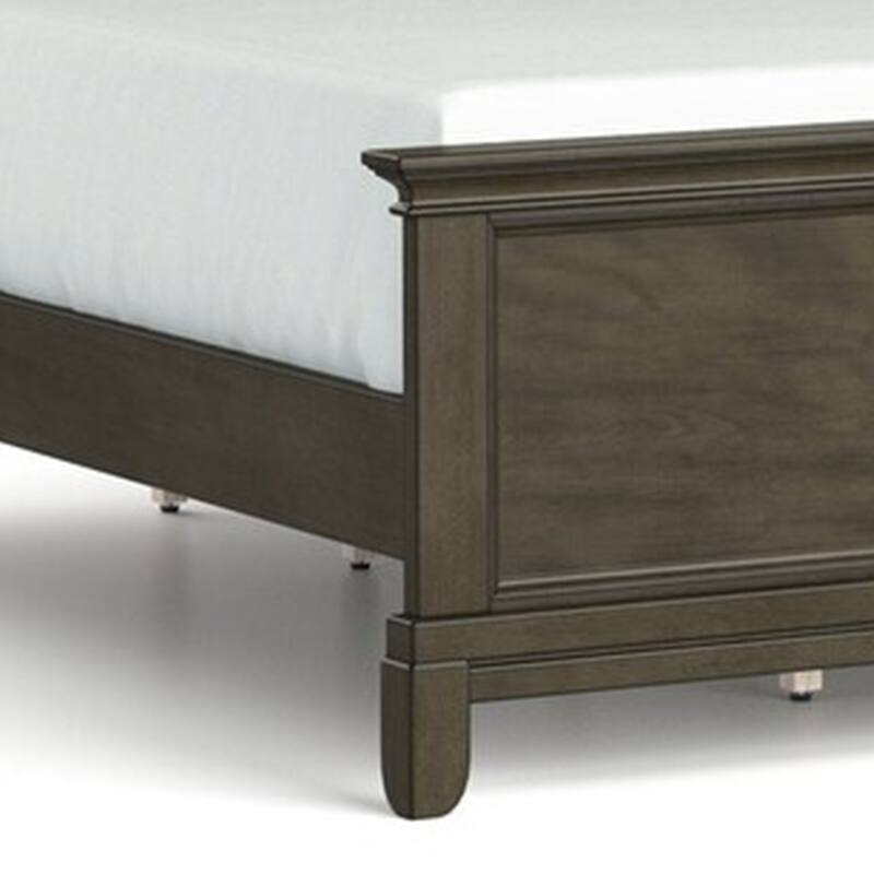 Revy Queen Size Bed, Traditional Crown Moldings, Gray Solid Wood