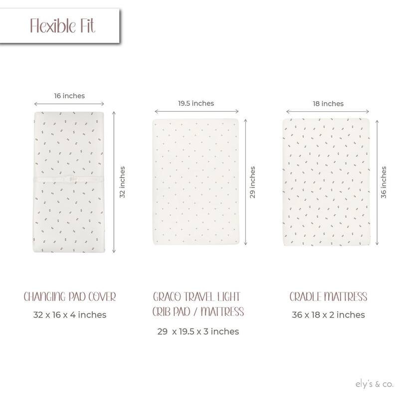Ely's & Co. Baby Waterproof Changing Pad Cover Sheet Set - 2 Pack - 34" x 17"