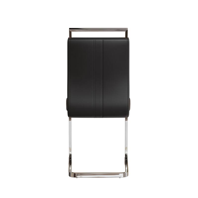 Modern Style Faux Leather High Back Dining Chairs Set of 2 with Metal Legs for Dining Room