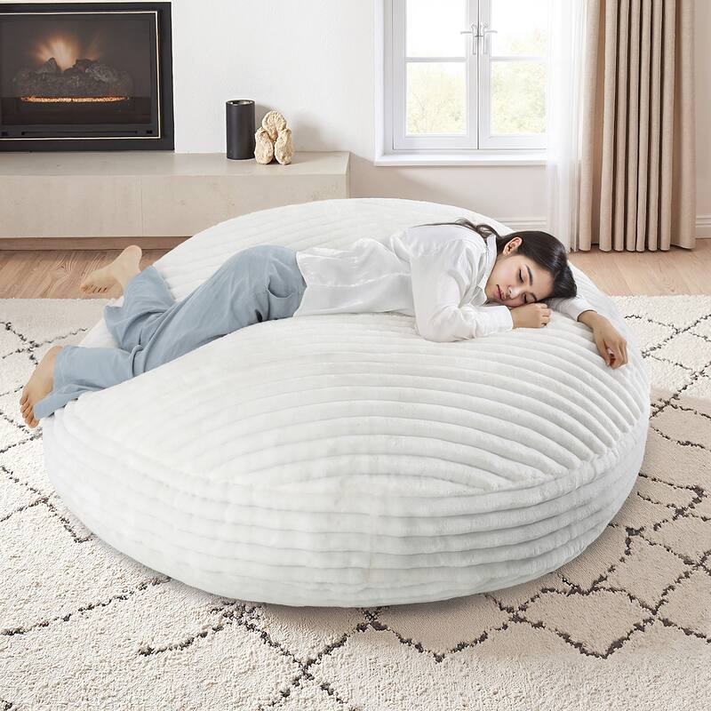 5-foot Round Plush Corduroy Convertible Bean Bag Chair Lounge