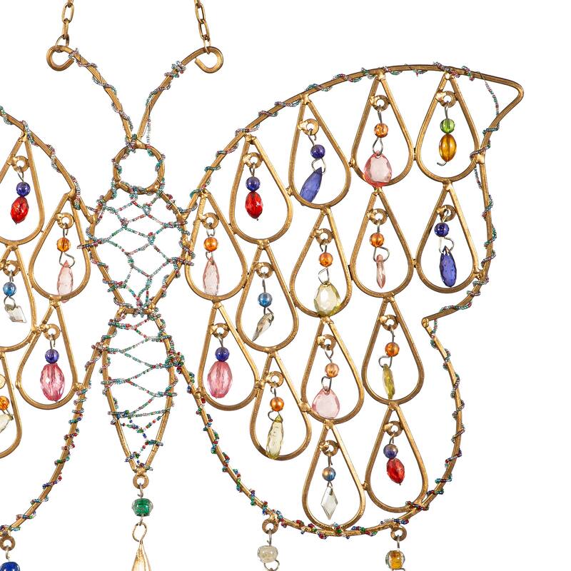 20" x 23" Butterfly Wind Chime with Glass Beads