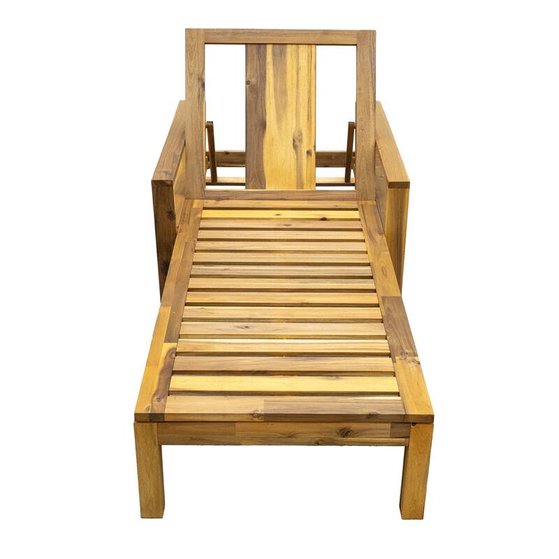 Outdoor Wood Lounge Chair with Adjustable Backrest for Gardens