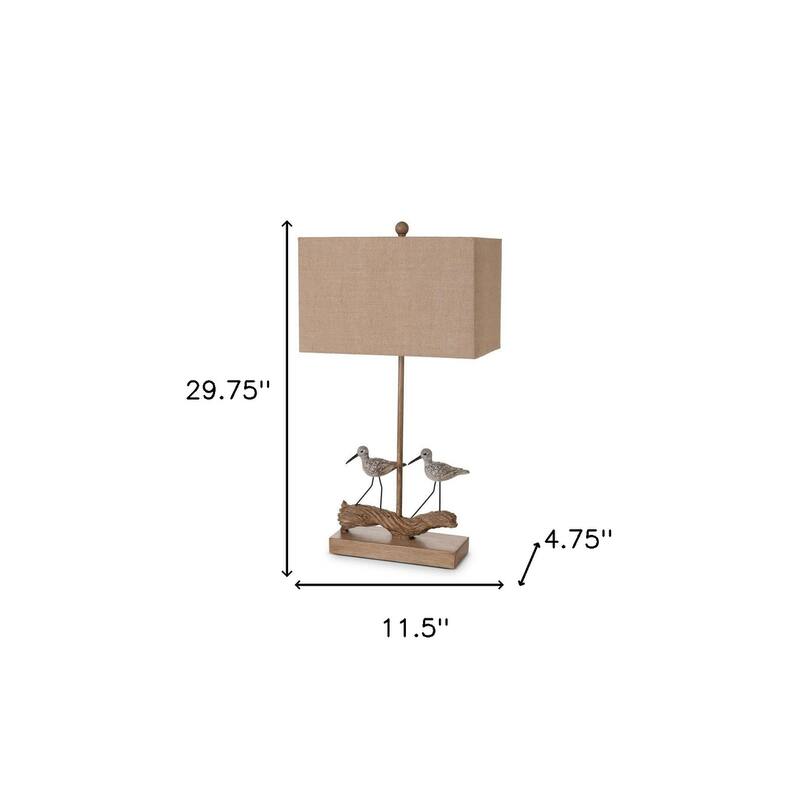HomeRoots Set of Two 30" Brown Sand Piper Bird Table Lamps With Brown Shade - 11.5