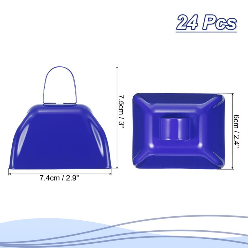 24pcs 3 inch Cow Bells for Football Games Cow Bells for Sporting Events - Blue