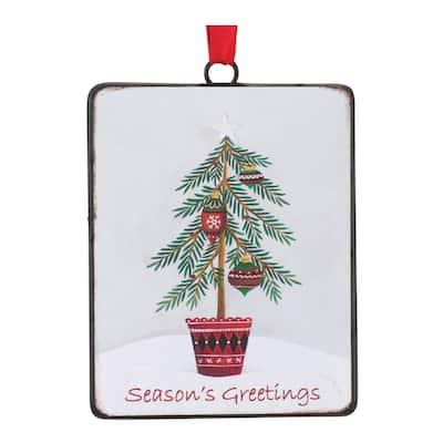 Seasons Greetings Pine Tree Ornament (Set of 12)