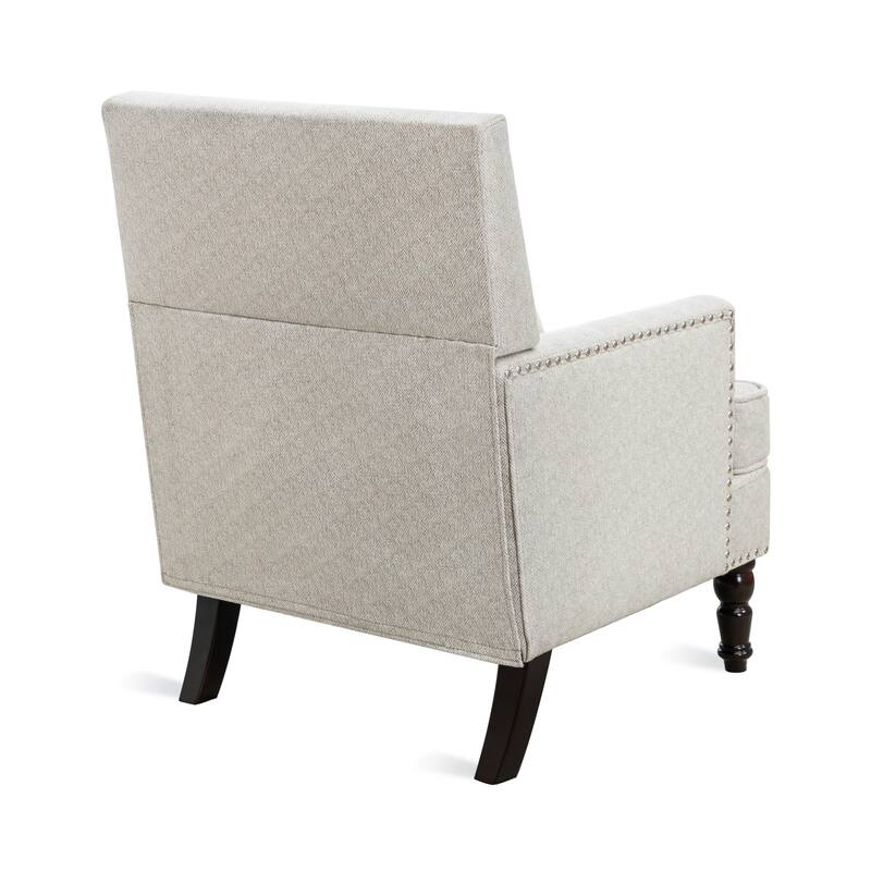 Modern Fabric Accent Chair with Upholstered Armrest Wooden Legs and Pillow for Living Room