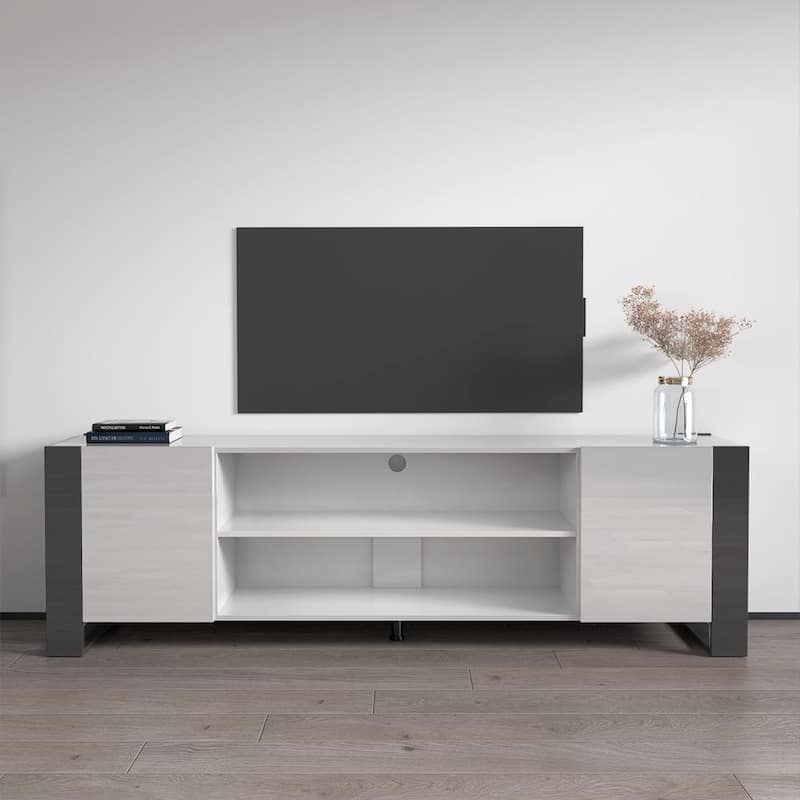 Woody EF 77" TV Stand - White/Gray