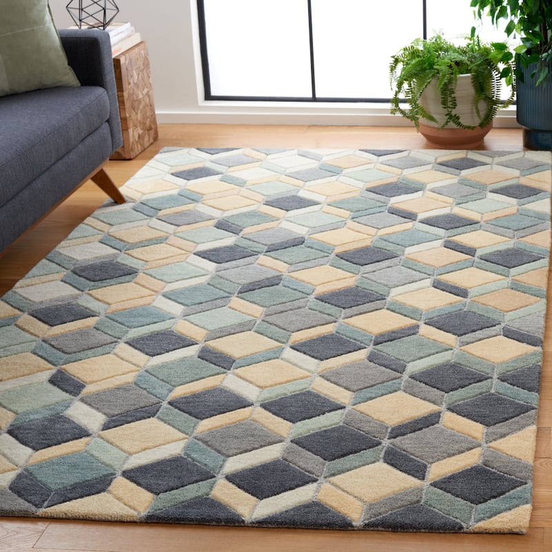SAFAVIEH Handmade Rodeo Drive Jaycee Mid-Century Modern Wool Rug - 5' x 8' - Beige/Grey
