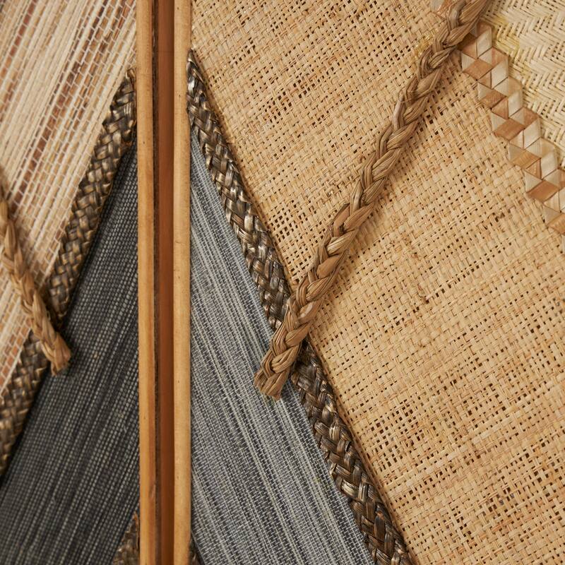 Brown Wooden Handmade Textured Mixed Media Diagonal Geometric Home Wall Decor (Set of 3)