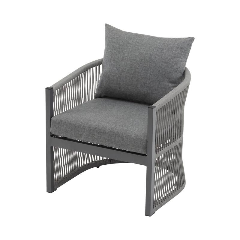 Curved Aluminum Lounge Chair with Fashionable Rope-Weave
