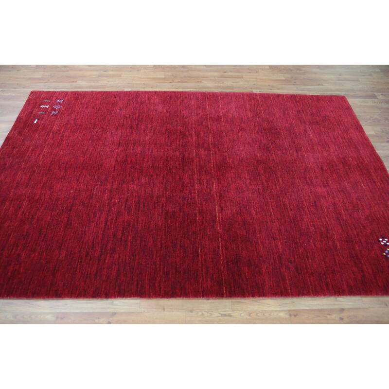 Hand Knotted Oriental 100% Wool Carpet Tribal Tribal Red Gabbeh Area Rug - 8' 0'' X 5' 2''