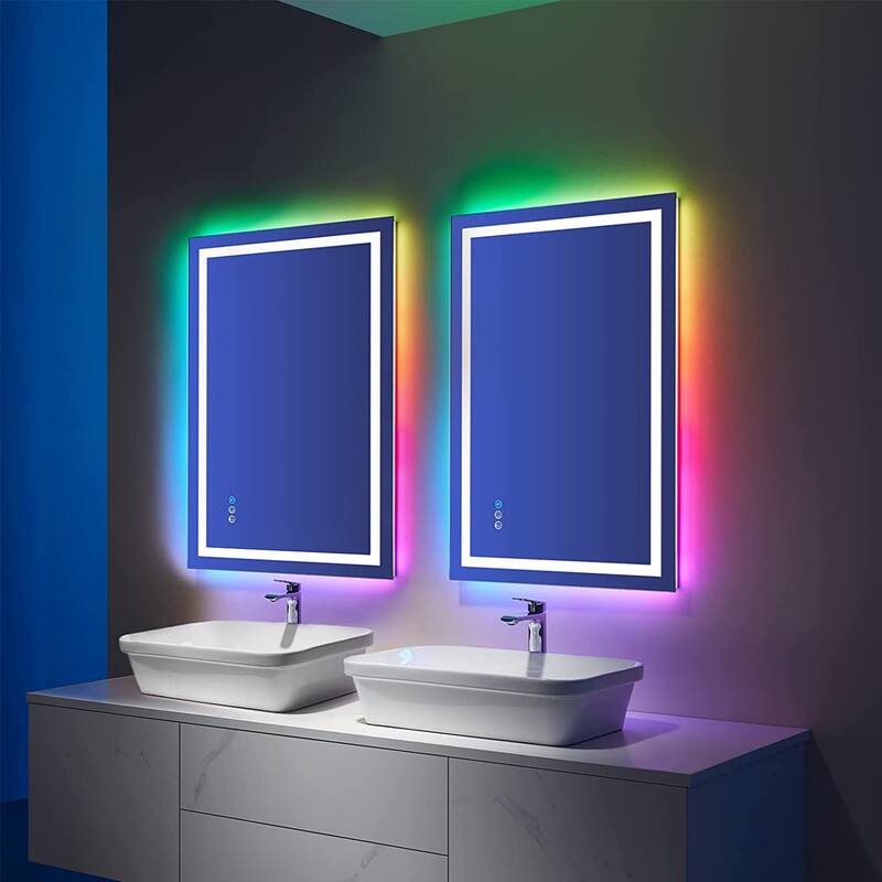 LED & RGB Lighted Anti-Fog Temperd Glass Wall Bathroom Vanity Mirror