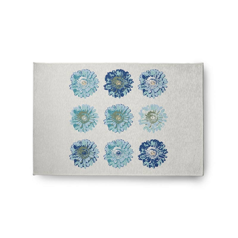 Gypsy Floral Spring Chenille Indoor/Outdoor Rug - Dark Cobalt Blue - 2' x 3'