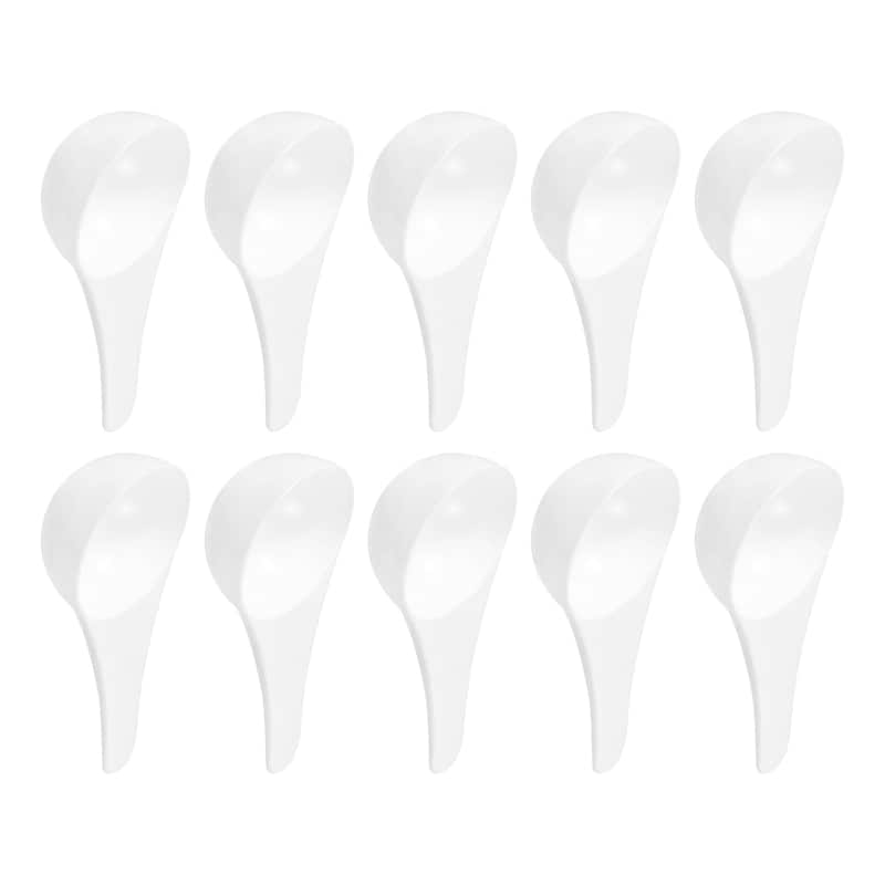 10Pcs Plastic Measuring Spoons Powder Scoops Spoon Kitchen Spoon, 15g - White