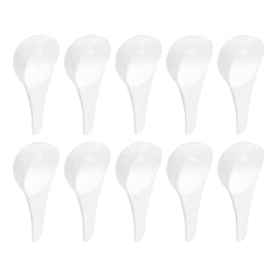 10Pcs Plastic Measuring Spoons Powder Scoops Spoon Kitchen Spoon, 15g - White
