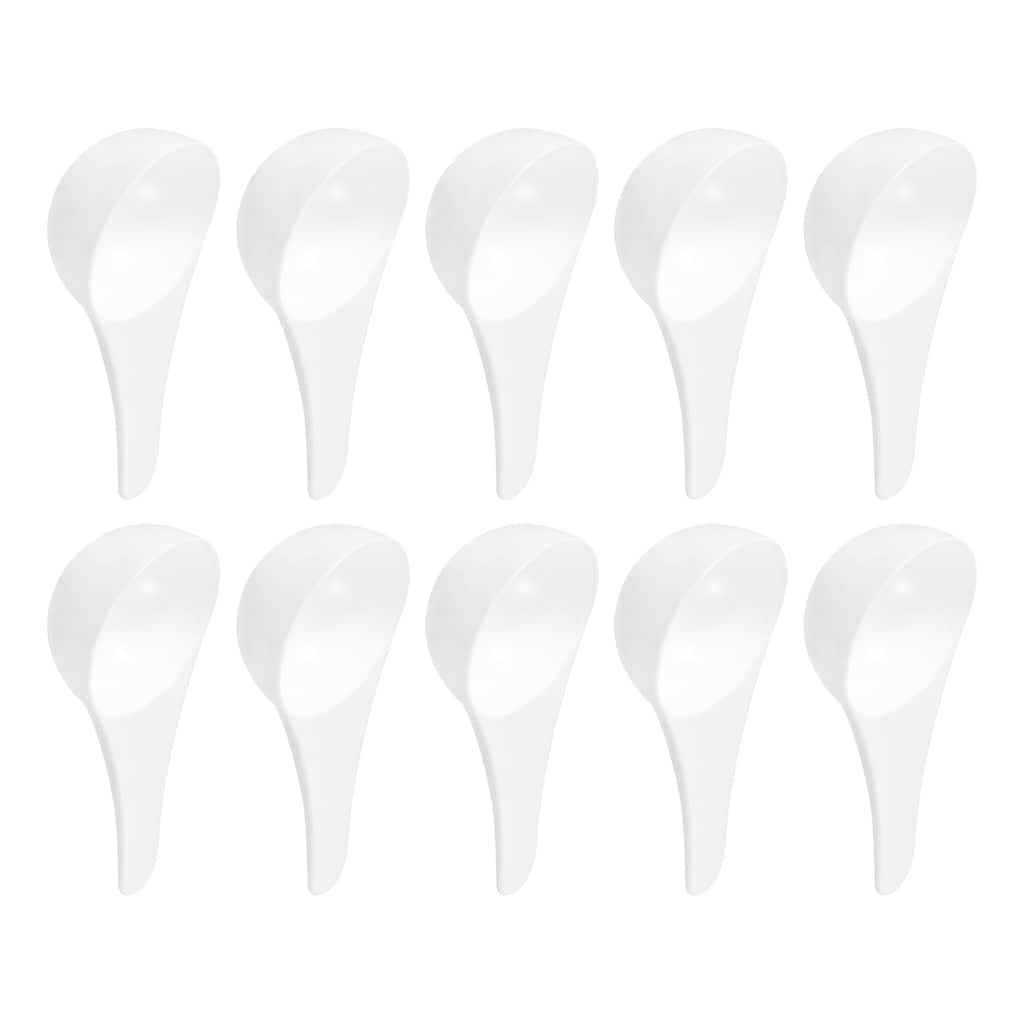 10Pcs Plastic Measuring Spoons Powder Scoops Spoon Kitchen Spoon, 15g - White